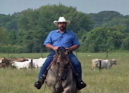 Dick Kay on horseback in  August, 1992