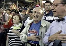 Abe Stolar at Wrigley Field with Senator Paul Simon